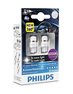 Philips W5W 12V 1W X-tremeVision LED 6000K