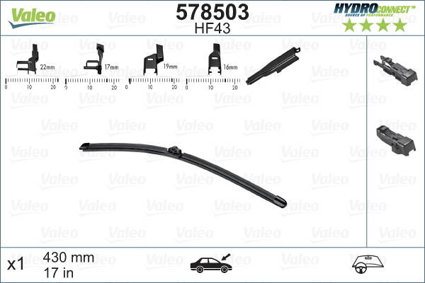 Stieraca lišta Valeo Hydroconnect 430mm