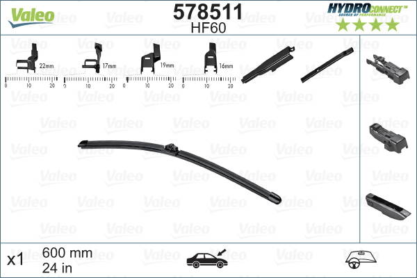 Stieraca lišta Valeo Hydroconnect 600mm