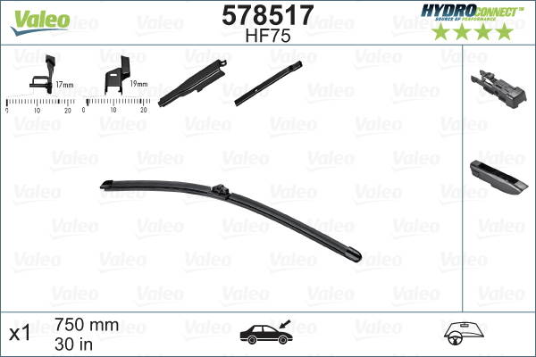 Stieraca lišta Valeo Hydroconnect 750mm