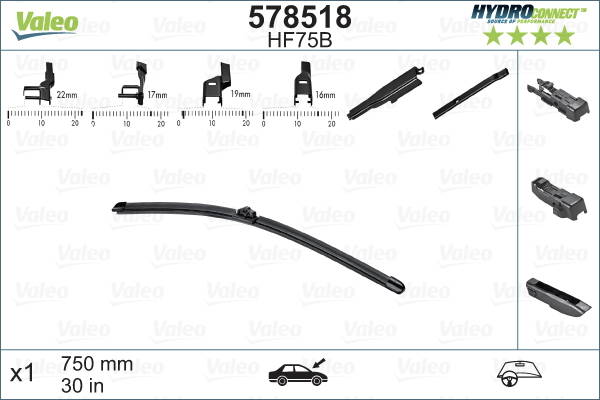 Stieraca lišta Valeo Hydroconnect 750mm