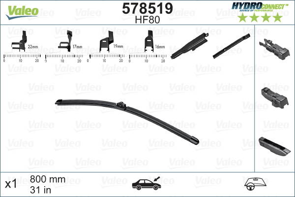 Stieraca lišta Valeo Hydroconnect 800mm