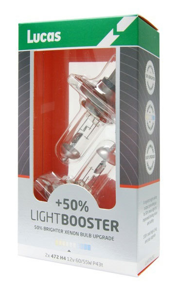 Lucas H4 12V 60/55W +50% Light Booster Box