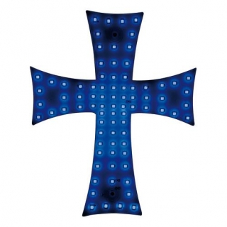 Led svetelný kríž modrý 24V
