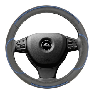 Poťah volantu čierny s modrým lemom 37-39 cm