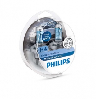 Philips 12V H4 60/55W White Vision Ultra box 2ks + W5W