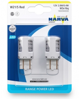 Narva LED W21/5W červené T20 12V