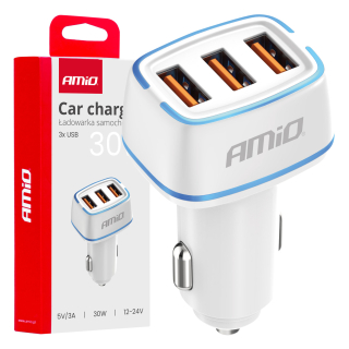 Nabíjačka do auta 3x USB-A 30W 12/24V 