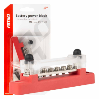 Uzemňovací blok plus prípojnica M6 12V - 48V 150A 