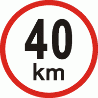 Nálepka konštrukčná rýchlosť vozidla 40 km (priemer 15 cm)