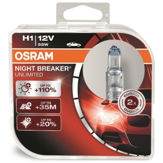 Osram Night Breaker Unlimited +110% 12V H1 55W Box