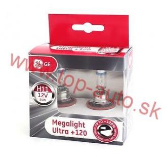 GE 12V H11 55W Megalight Ultra + 120% Box